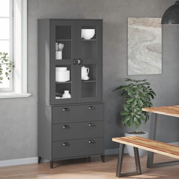 vidaXL Highboard VIKEN Anthracite Gray 31.5"x15.7"x74.8" Solid Wood Pine - Image 3