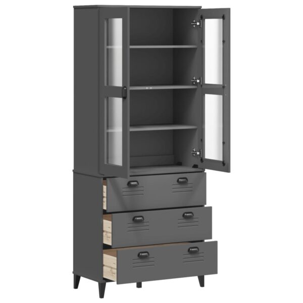 vidaXL Highboard VIKEN Anthracite Gray 31.5"x15.7"x74.8" Solid Wood Pine - Image 5