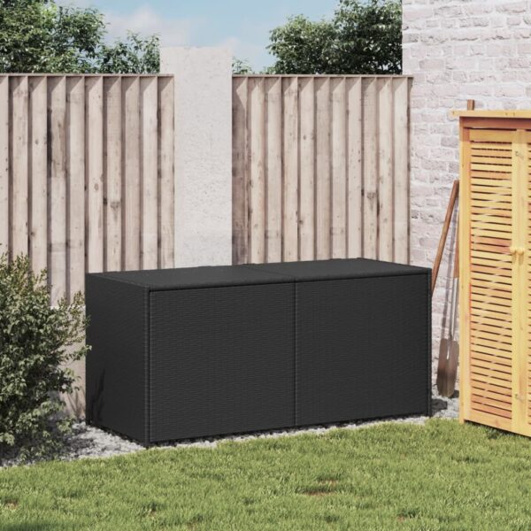 vidaXL Garden Storage Box Black 74.8 Gal Poly Rattan - Image 3