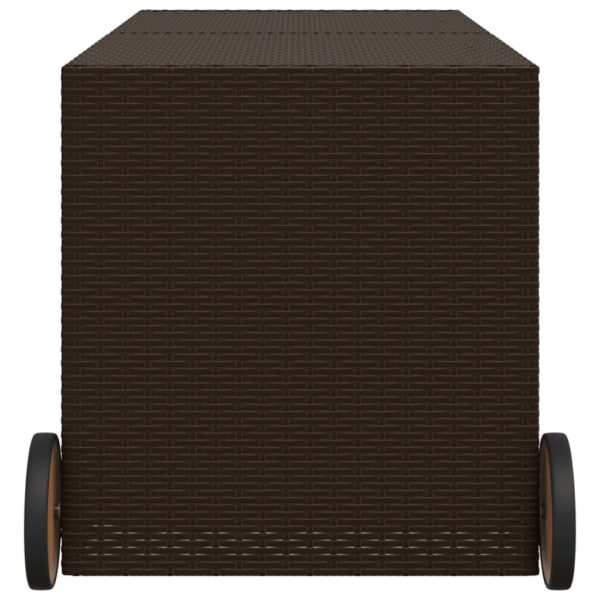 vidaXL Garden Storage Box with Wheels Brown 74.8 Gal Poly Rattan - Image 5