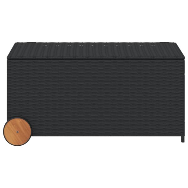 vidaXL Garden Storage Box with Wheels Black 50.2 Gal Poly Rattan - Image 4