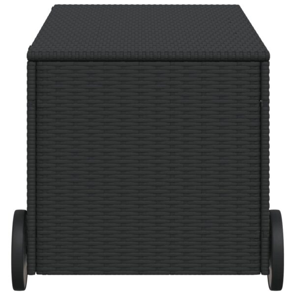 vidaXL Garden Storage Box with Wheels Black 50.2 Gal Poly Rattan - Image 5