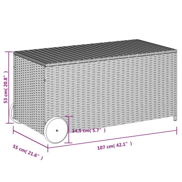 vidaXL Garden Storage Box with Wheels Black 50.2 Gal Poly Rattan - Image 11