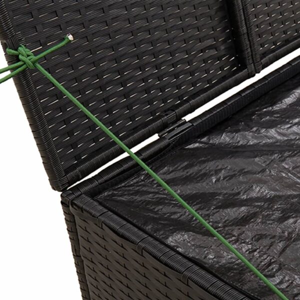 vidaXL Garden Storage Box Black 76.9 Gal Poly Rattan - Image 8