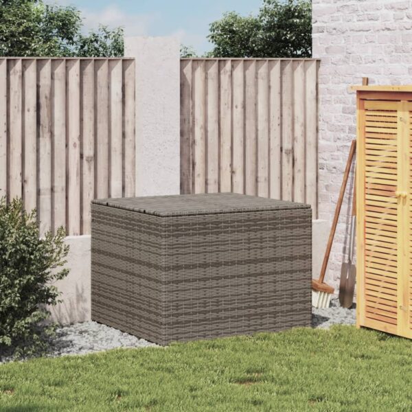 vidaXL Garden Storage Box Gray 76.9 Gal Poly Rattan - Image 3