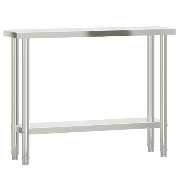 vidaXL Kitchen Work Table with Overshelf 43.3"x11.8"x47.2" Stainless Steel - Image 4