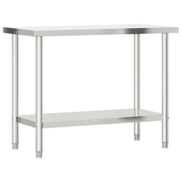 vidaXL Kitchen Work Table with Overshelf 43.3"x21.7"x47.2" Stainless Steel - Image 4