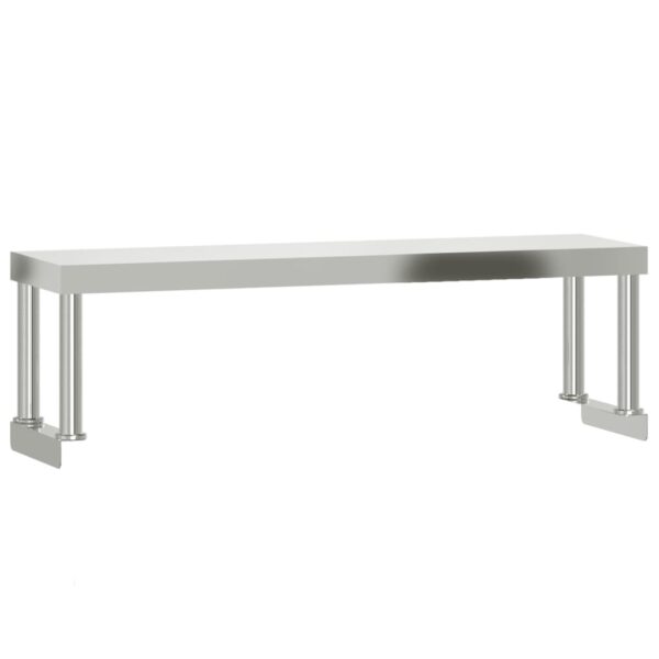 vidaXL Kitchen Work Table with Overshelf 43.3"x11.8"x47.2" Stainless Steel - Image 5