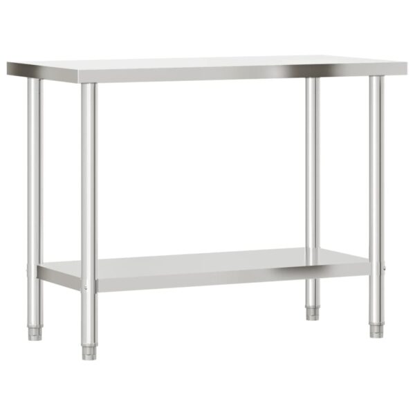 vidaXL Kitchen Work Table with Overshelf 43.3"x21.7"x47.2" Stainless Steel - Image 4