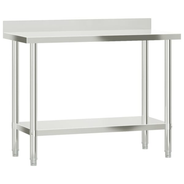 vidaXL Kitchen Work Table with Overshelf 43.3"x21.7"x47.2" Stainless Steel - Image 4