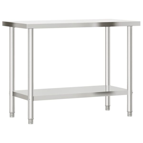 vidaXL Kitchen Work Table with Overshelf 43.3"x21.7"x59.1" Stainless Steel - Image 4