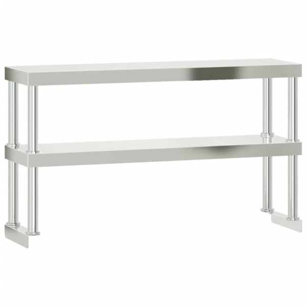 vidaXL Kitchen Work Table with Overshelf 43.3"x21.7"x59.1" Stainless Steel - Image 5