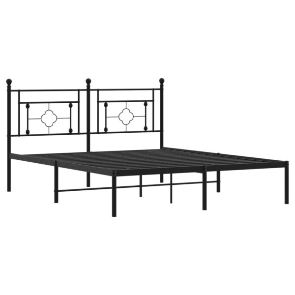 vidaXL Metal Bed Frame with Headboard Black 59.1"x78.7" - Image 4