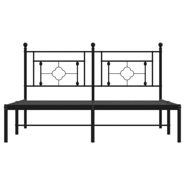 vidaXL Metal Bed Frame with Headboard Black 59.1"x78.7" - Image 5