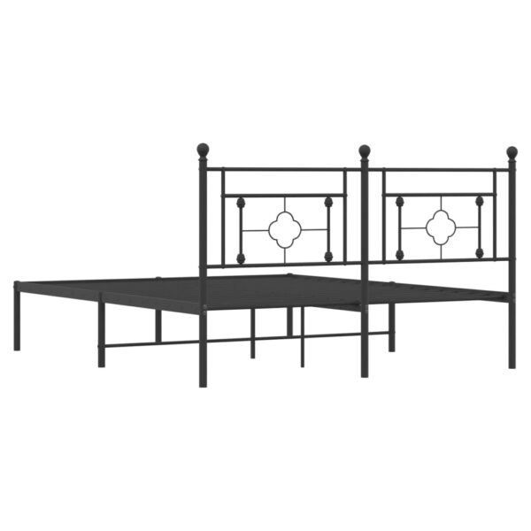 vidaXL Metal Bed Frame with Headboard Black 59.1"x78.7" - Image 7