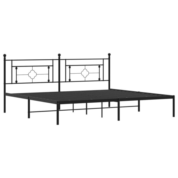 vidaXL Metal Bed Frame with Headboard Black 76"x79.9" King - Image 4