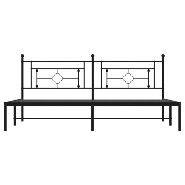 vidaXL Metal Bed Frame with Headboard Black 76"x79.9" King - Image 5