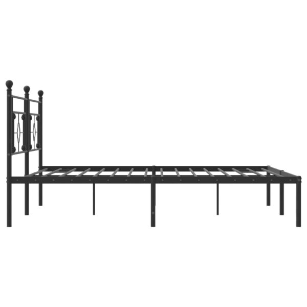 vidaXL Metal Bed Frame with Headboard Black 76"x79.9" King - Image 6