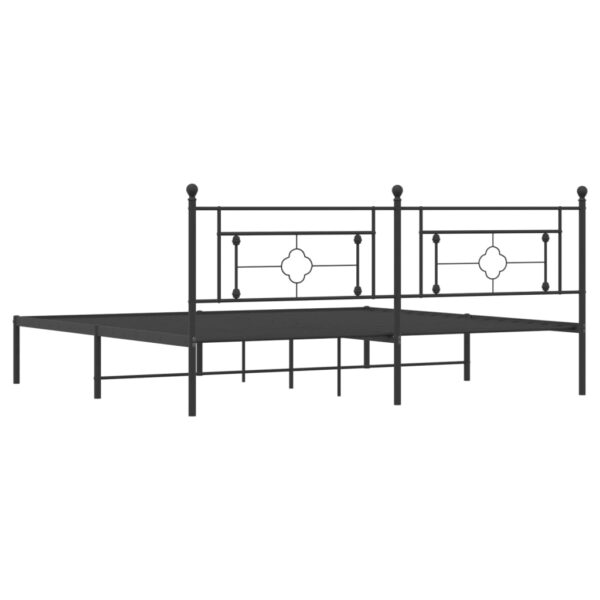 vidaXL Metal Bed Frame with Headboard Black 76"x79.9" King - Image 7