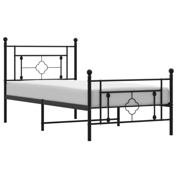 vidaXL Metal Bed Frame with Headboard and Footboard Black 39.4"x78.7" - Image 2