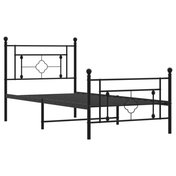 vidaXL Metal Bed Frame with Headboard and Footboard Black 39.4"x78.7" - Image 4