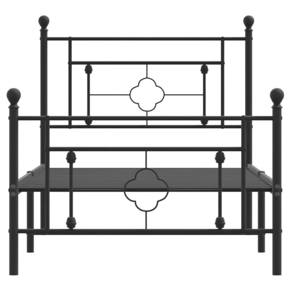 vidaXL Metal Bed Frame with Headboard and Footboard Black 39.4"x78.7" - Image 5