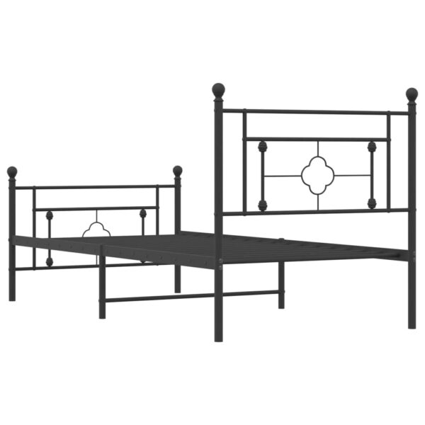 vidaXL Metal Bed Frame with Headboard and Footboard Black 39.4"x78.7" - Image 7