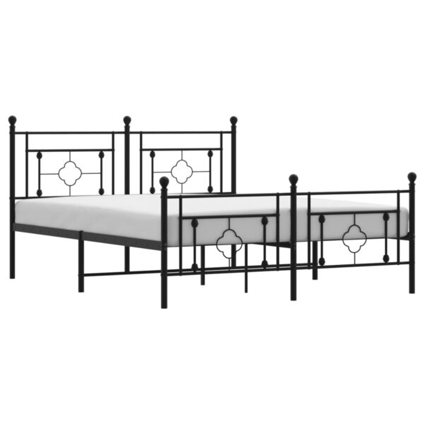 vidaXL Metal Bed Frame with Headboard and Footboard Black 59.1"x78.7" - Image 2