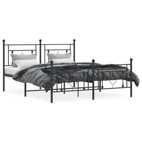 vidaXL Metal Bed Frame with Headboard and Footboard Black 59.1"x78.7" - Image 3