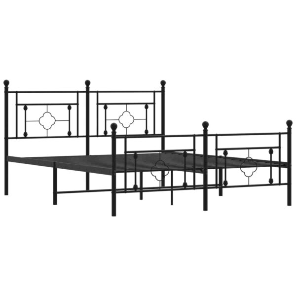 vidaXL Metal Bed Frame with Headboard and Footboard Black 59.1"x78.7" - Image 4