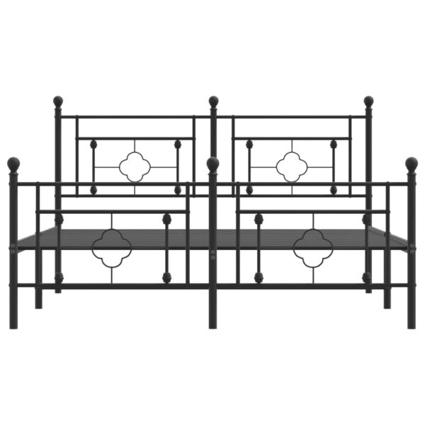 vidaXL Metal Bed Frame with Headboard and Footboard Black 59.1"x78.7" - Image 5