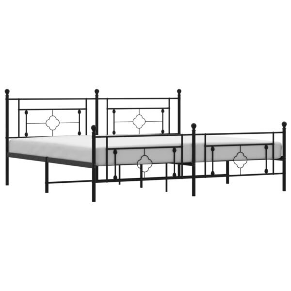 vidaXL Metal Bed Frame with Headboard and Footboard Black 76"x79.9" King - Image 2