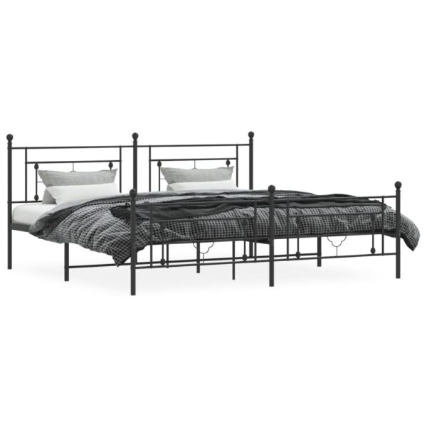 vidaXL Metal Bed Frame with Headboard and Footboard Black 76"x79.9" King - Image 3