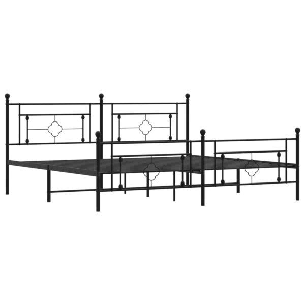 vidaXL Metal Bed Frame with Headboard and Footboard Black 76"x79.9" King - Image 4