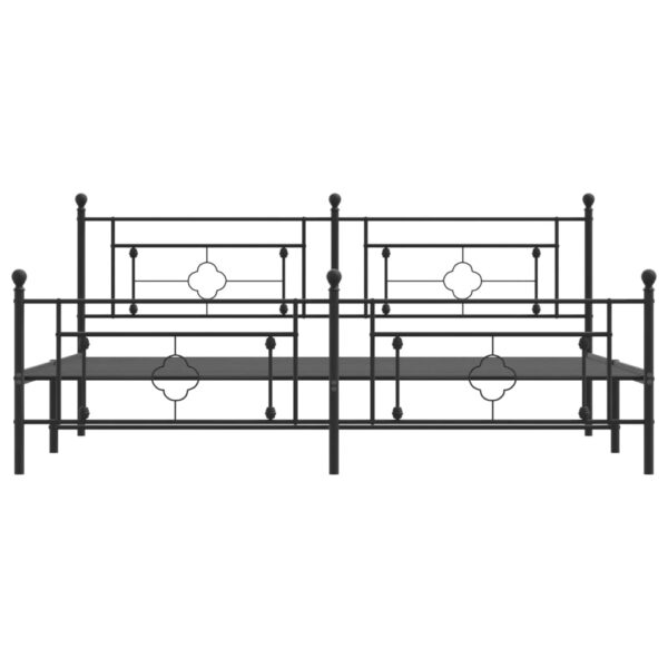 vidaXL Metal Bed Frame with Headboard and Footboard Black 76"x79.9" King - Image 5