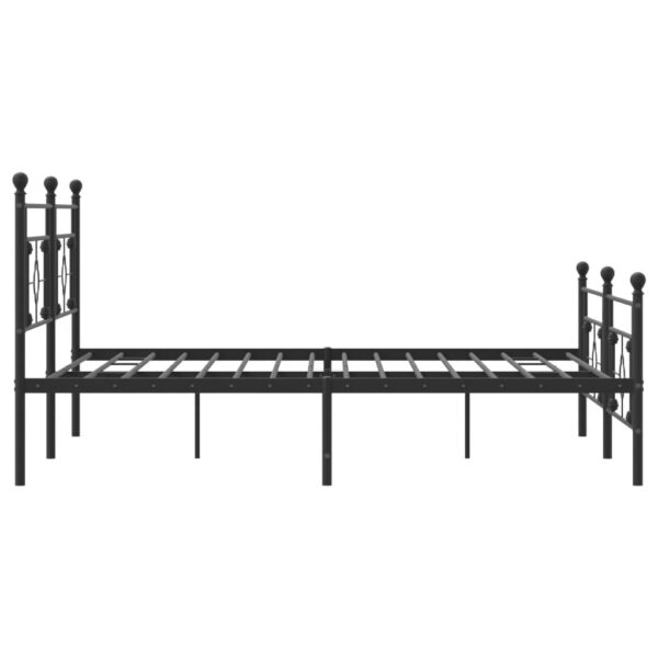 vidaXL Metal Bed Frame with Headboard and Footboard Black 76"x79.9" King - Image 6