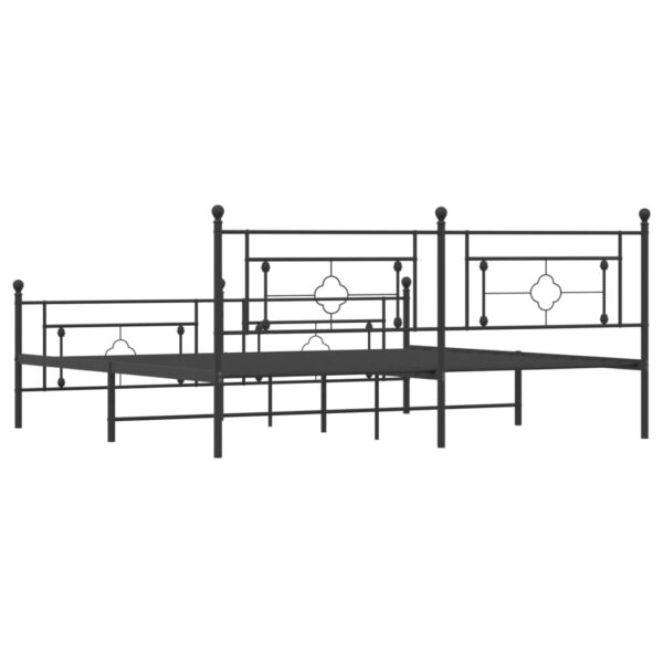 vidaXL Metal Bed Frame with Headboard and Footboard Black 76"x79.9" King - Image 7