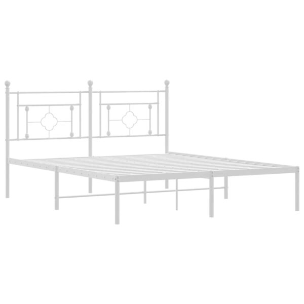 vidaXL Metal Bed Frame with Headboard White 59.1"x78.7" - Image 4