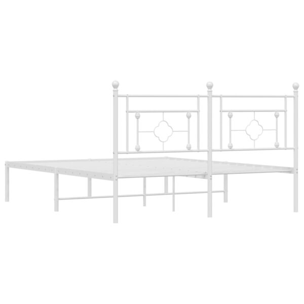 vidaXL Metal Bed Frame with Headboard White 59.1"x78.7" - Image 7