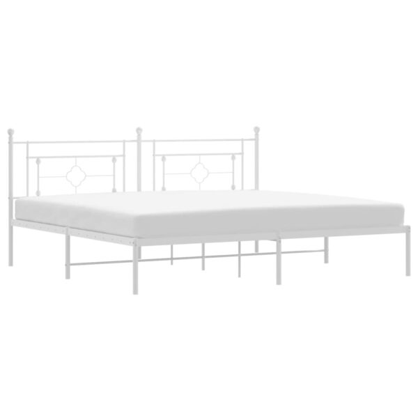 vidaXL Metal Bed Frame with Headboard White 76"x79.9" King - Image 2