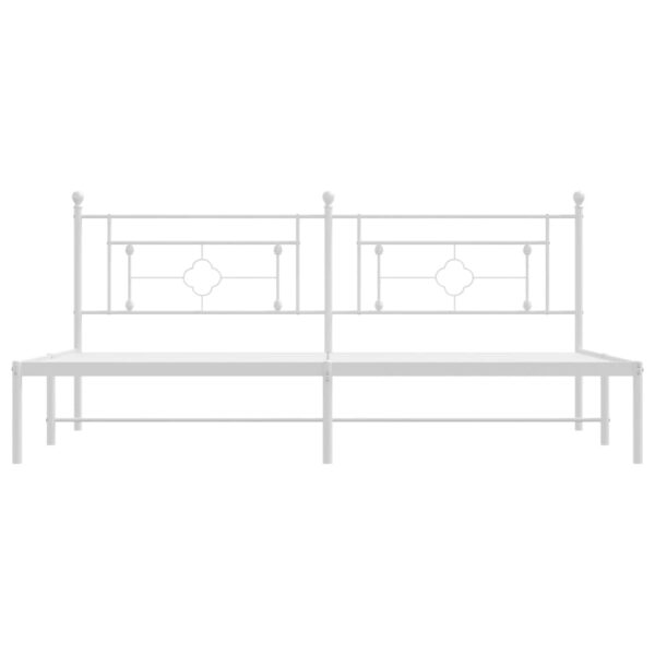 vidaXL Metal Bed Frame with Headboard White 76"x79.9" King - Image 5