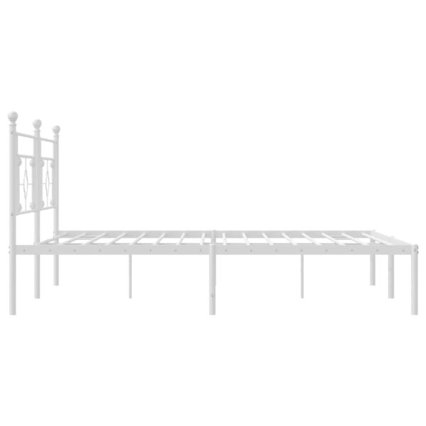 vidaXL Metal Bed Frame with Headboard White 76"x79.9" King - Image 6