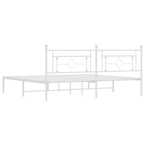 vidaXL Metal Bed Frame with Headboard White 76"x79.9" King - Image 7