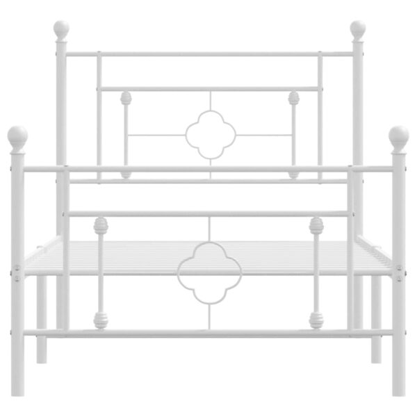 vidaXL Metal Bed Frame with Headboard and Footboard White 39.4"x78.7" - Image 5