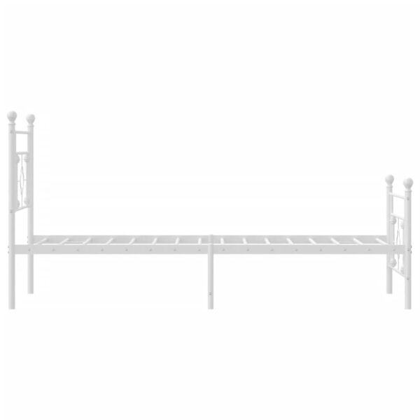 vidaXL Metal Bed Frame with Headboard and Footboard White 39.4"x78.7" - Image 6