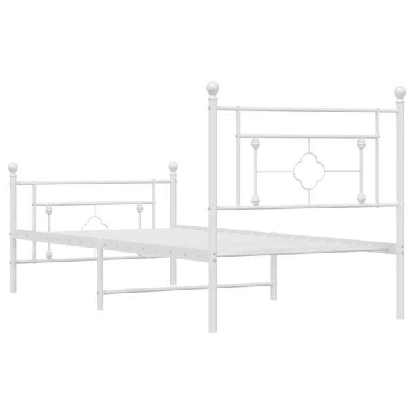 vidaXL Metal Bed Frame with Headboard and Footboard White 39.4"x78.7" - Image 7