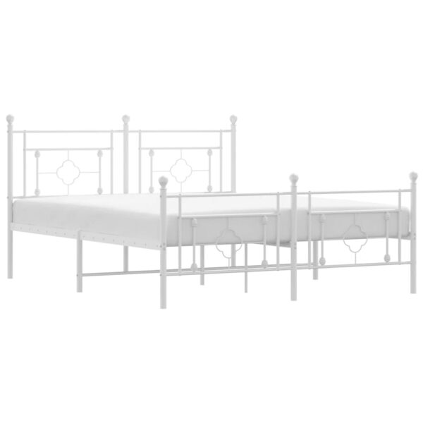 vidaXL Metal Bed Frame with Headboard and Footboard White 59.1"x78.7" - Image 2