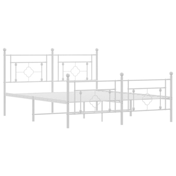 vidaXL Metal Bed Frame with Headboard and Footboard White 59.1"x78.7" - Image 4