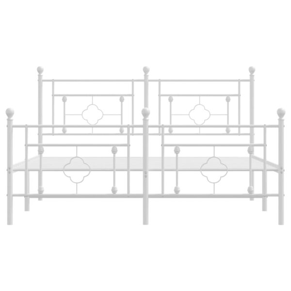 vidaXL Metal Bed Frame with Headboard and Footboard White 59.1"x78.7" - Image 5