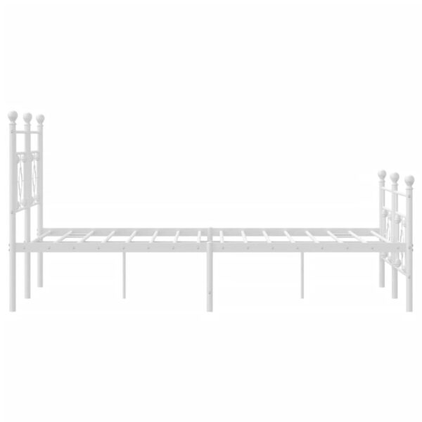 vidaXL Metal Bed Frame with Headboard and Footboard White 59.1"x78.7" - Image 6